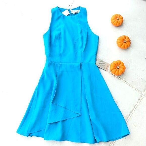 Adelyn Rae Fit & Flare Draped Party Dress NWT Nordstrom in Turquoise Blue - Picture 10 of 12